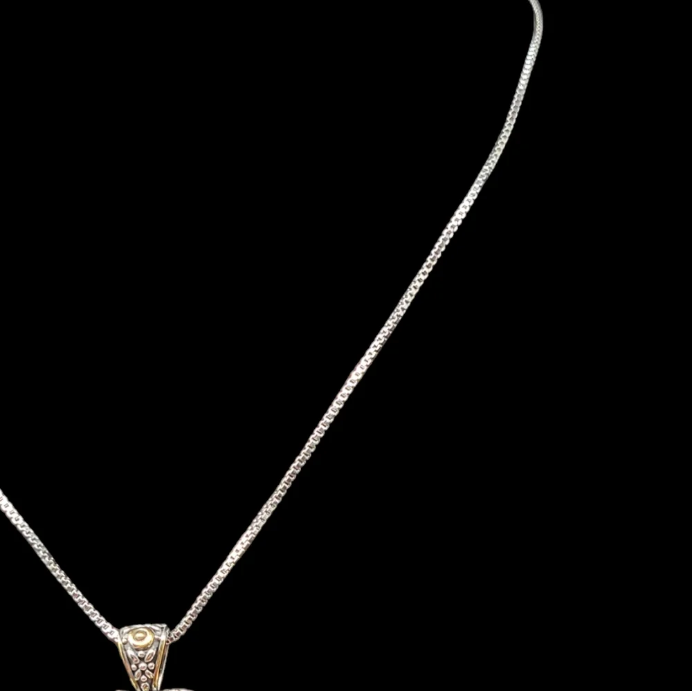 HEART PENDANT WITH HEART SHAPED PINK JEWEL - GOLDTONE AND SIKVERTONE NEC…